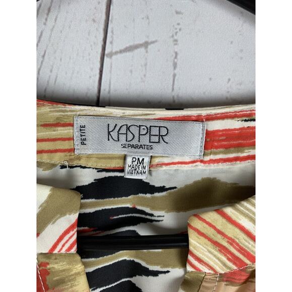 Kasper Separates Dress Womens Petite medium multi colored belted 3/4 sleeves - Picture 3 of 5